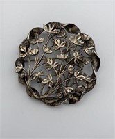 Pin Brooch Floral Poss Sterling