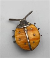 2.Sterling Ladybug Pin Pendant Brooch Vintage
