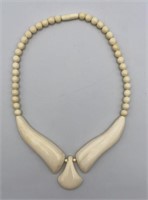 Carved Polished Bone Necklace Beaded