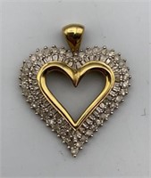 10K Gold & Diamond Heart Pendant