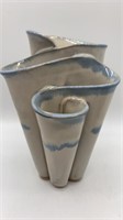 Artist Stamped Ceramic Flower Vase Pottery
