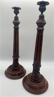Carved Wooden Candlesticks (2)