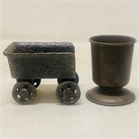 Forged Iron Wagon and Metal Cup