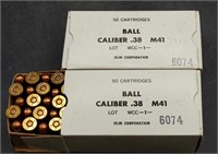 100 Rnds - .38 Ball Caliber M41 OLIN