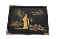 Vintage Lacquer Chinese Jewelry Box with Lock