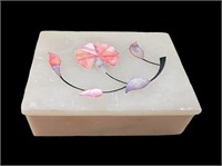 Alabaster Mother of Pearl Inlaid Trinket Box