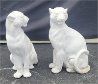 Pair of cast stone big cats 19"w x 10"d x 30"h