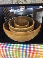 Five piece  wooden salad bowl set
