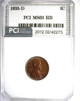 1933-D Cent PCI MS-62 RB