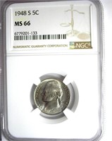 1948-S Nickel NGC MS-66 100% Full Steps