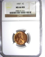 1937 Cent NGC MS-66 RD