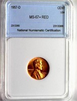 1957-D Cent NNC MS-67+ RED LISTS FOR $4250