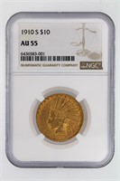 1910-S Gold $10 NGC AU-55 $1500 GUIDE