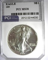 1989 Silver Eagle PCI MS-70 LISTS FOR $1200