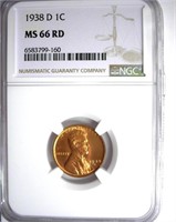 1938-D Cent NGC MS-66 RD