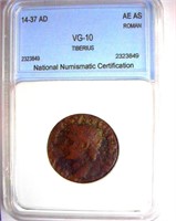 14-37 AD Tiberius NNC VG-10 AE AS