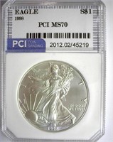 1998 Silver Eagle PCI MS-70 LISTS FOR $1700