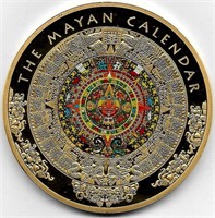 Mayan Calendar 70mm 24kt Gold Layered Medal