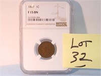 1867 Indian Head Cent NGC Cert. F-15 BN