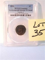 1886 Indian Head Cent, PCGS Cert. Environmental
