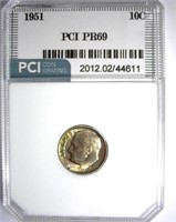 1951 Dime PCI PR-69 LISTS FOR $360