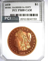 1879 1 PCI PR-69 CAM Morgan Barber Copper Copy