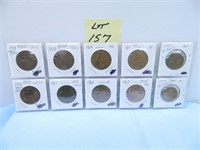 (8) British Large Copper Pennies, 1918, 19, (2) 20