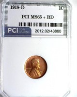 1918-D Cent PCI MS-65+ RD LISTS FOR $6000