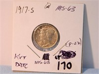 1917s Mercury Dime, MS-63 Key Date