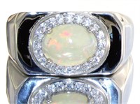 Men's Natural Ethiopian White Opal Ring