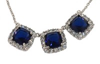 Beautiful Blue & White Sapphire Necklace