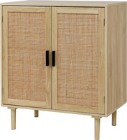 Storage Cabinet with Rattan Decorated Doors