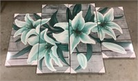 4 piece canvas flower wall art-47.5 in  X 34 in