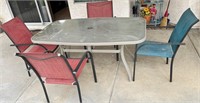 V - PATIO TABLE W/ 4 CHAIRS