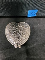 PEWTER HEART COMPACT MIRROR & PICTURE FRAME
