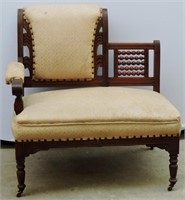 Antique Conversation Settee w Wheels