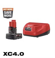 Milwaukee M12 XC 4.0ah Battery & Charger Pack