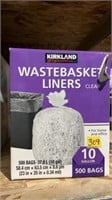 Kirkland signature, waste basket, liners, clear