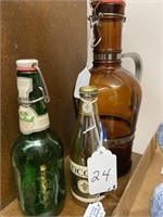 (3) Vintage Glass Beer Bottles