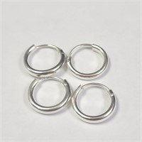 $80 Silver 2 Small Hoop Earring Set