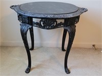 Cast iron tray table ornate casting, black with