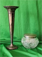 Sterling silver vase weighted bas and sterling