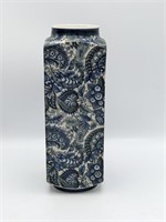 Blue Paisley Asian Floral Porcelain Vase