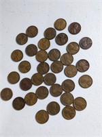 35 Piece Wheat Penny Lot Range From 1909 to 1948