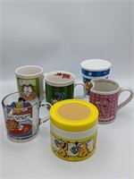 6pc Garfield Mugs and Thermos
