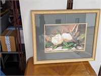 Gold Frame Magnolia Art Print