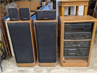 Pioneer Stereo System W/ Cabinet and 5pc Speaker