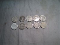 Lot of 10 1963 Steel Pennies
