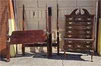Ornate Carved Wood Bed Frame & Dresser