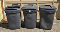 3 Rubbermade Plastic Trash Cans